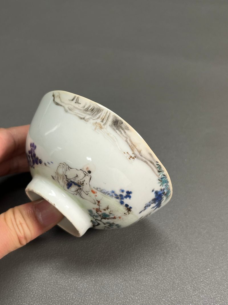 清晚期  浅绛彩王少维作茶圆 - 图10