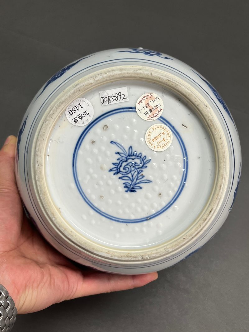 清康熙  青花龙凤纹瓜棱罐（带木盖） - 图15
