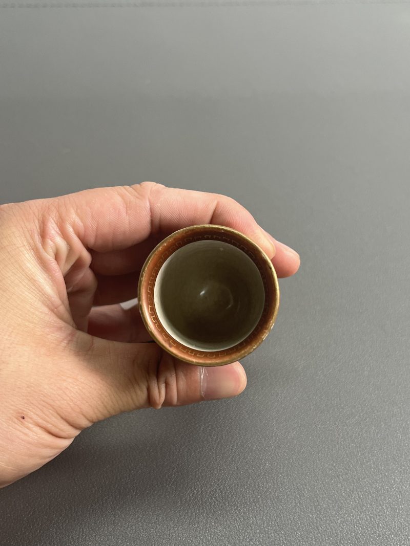18 世纪  紫金釉描金诗文高足杯 - 图11