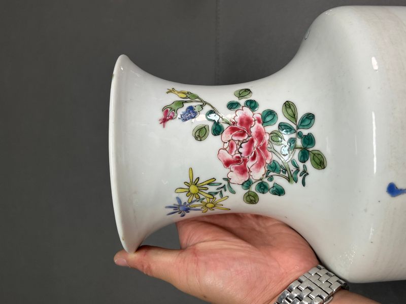 清雍正 粉彩花鸟图棒槌瓶 - 图8
