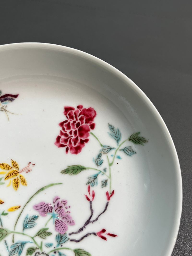 清雍正  粉彩蝶恋花盘 - 图8