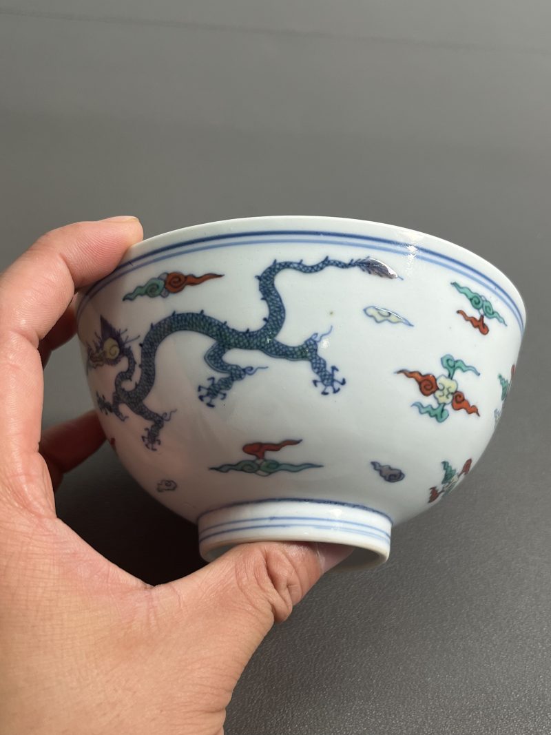 清雍正 斗彩龙纹茶圆 - 图8