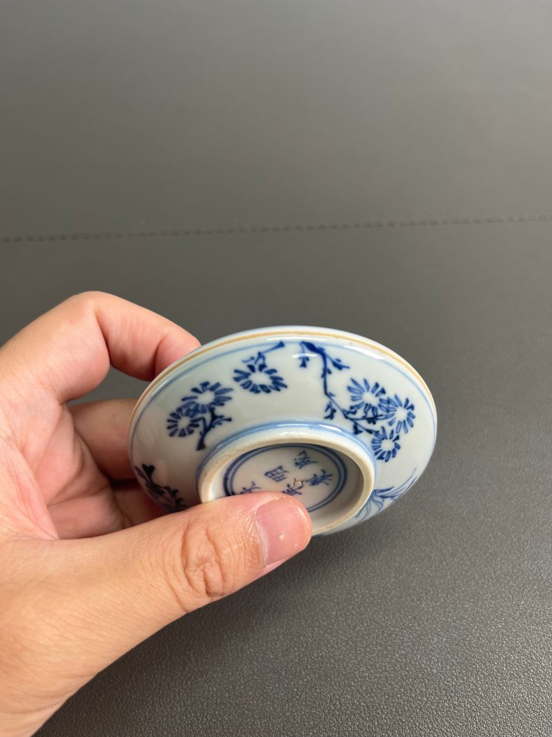 清康熙  青花瑞果花卉纹印泥盒（附木盒） - 图12