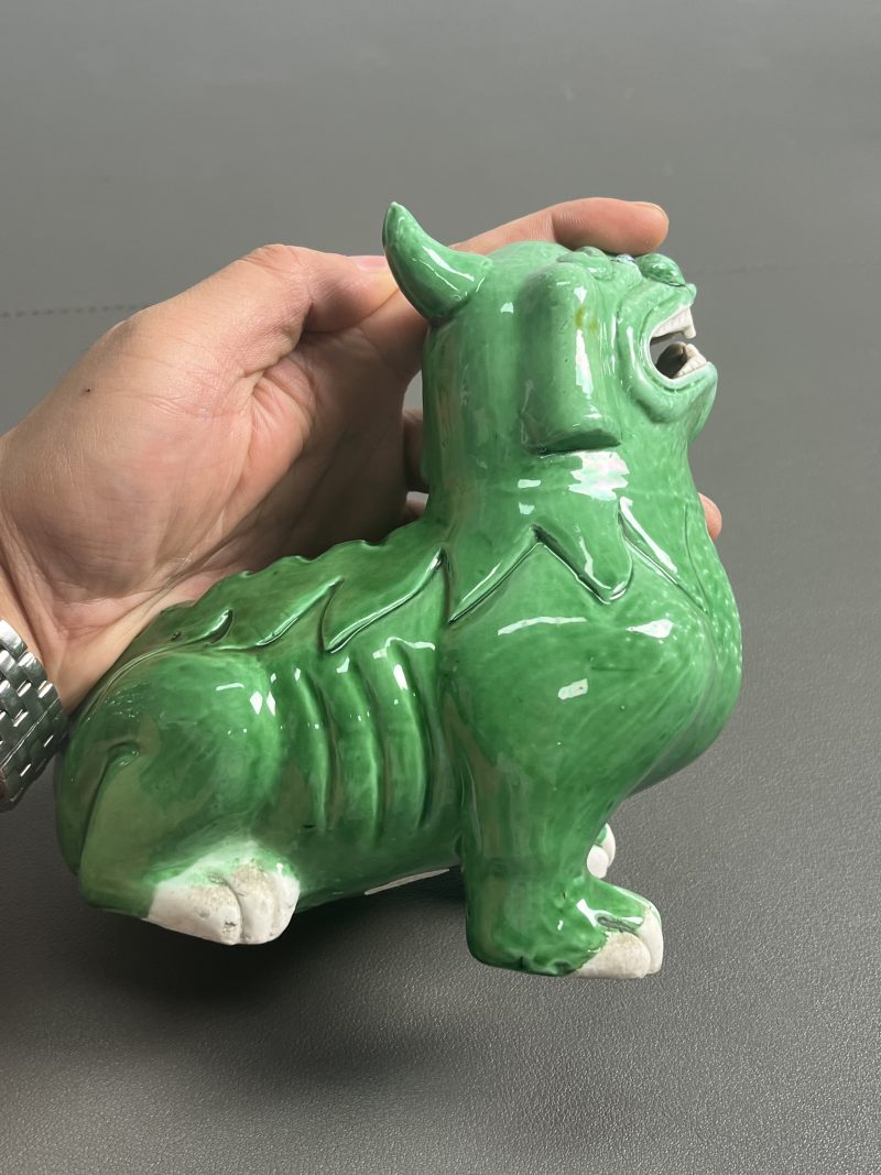 清康熙  瓜皮绿釉甪端形香薰 - 图5