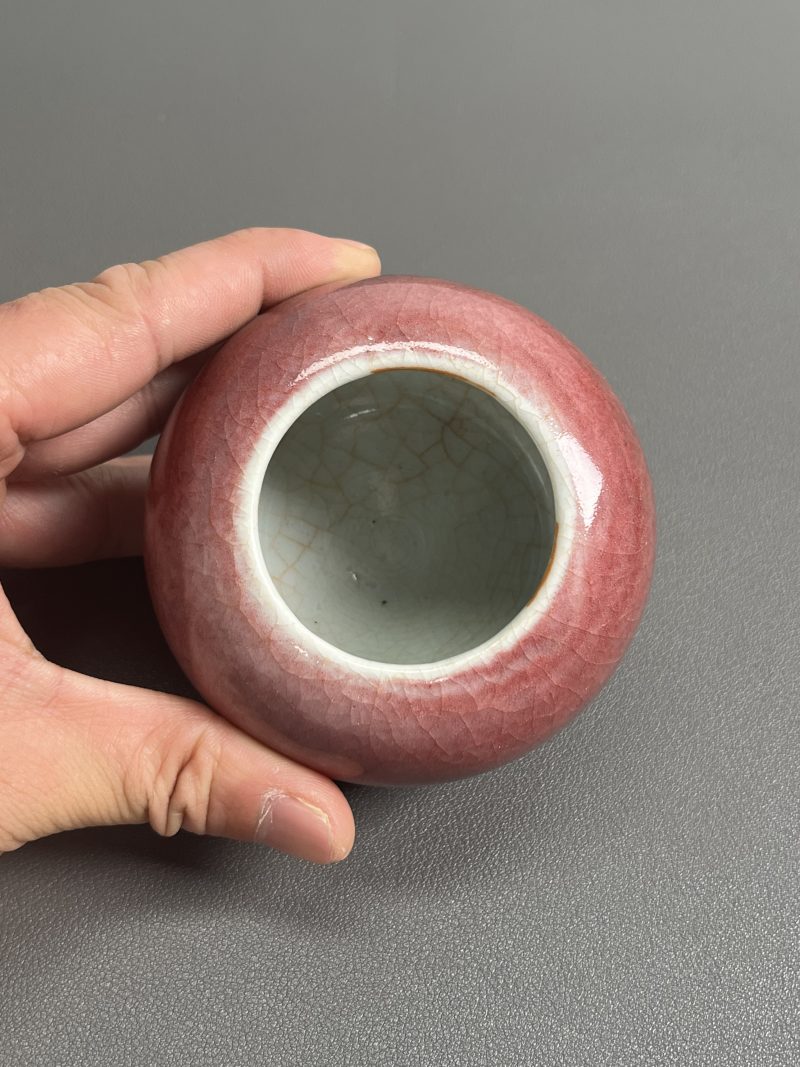 清早期  霁红釉水盂（带木座） - 图11