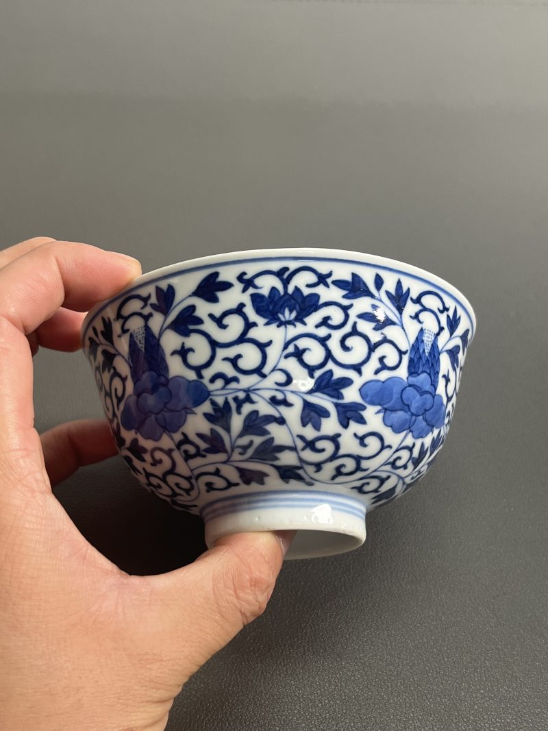 清光绪  青花缠枝花卉纹碗 - 图6