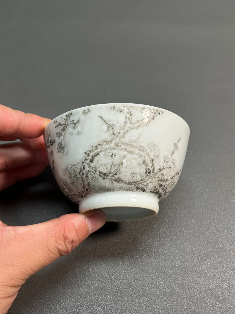 清雍正  墨彩梅花杯 - 图5