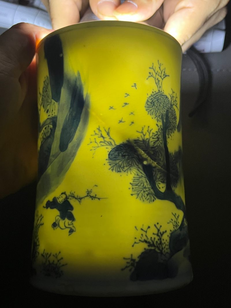 清康熙  青花踏雪寻梅图笔筒 - 图16