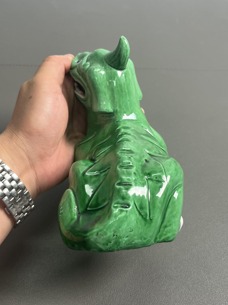 清康熙  瓜皮绿釉甪端形香薰 - 图6