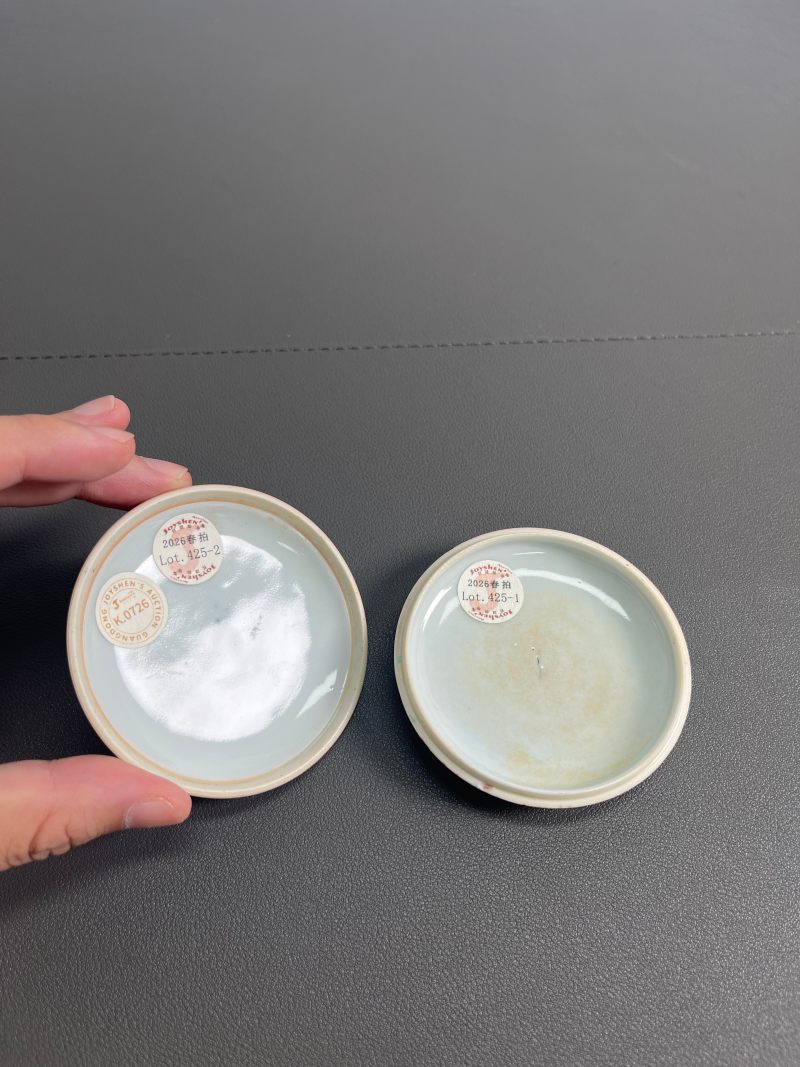 清康熙  青花瑞果花卉纹印泥盒（附木盒） - 图14