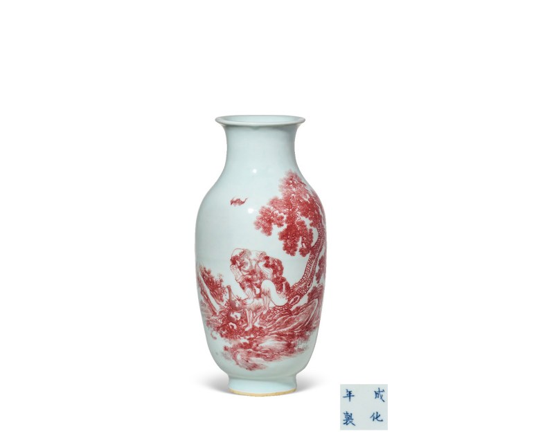 清道光  釉里红“李铁拐仙翁微醺”图观音尊
