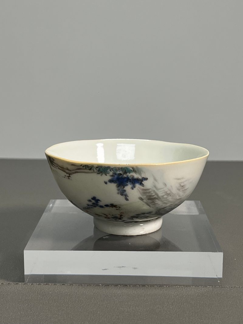 清晚期  浅绛彩王少维作茶圆 - 图2