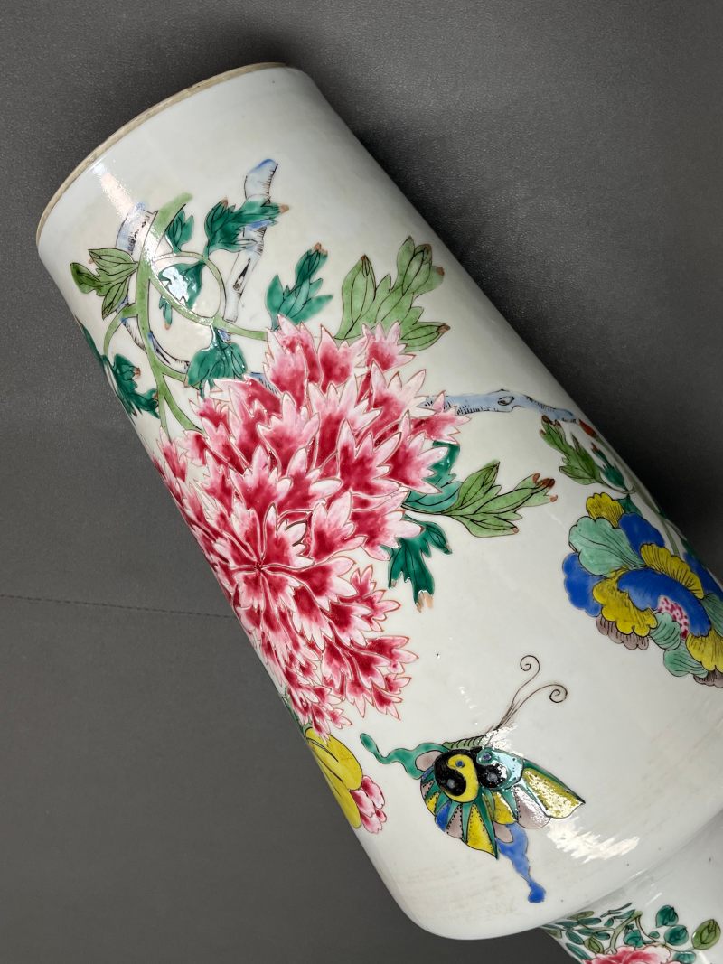 清雍正 粉彩花鸟图棒槌瓶 - 图11