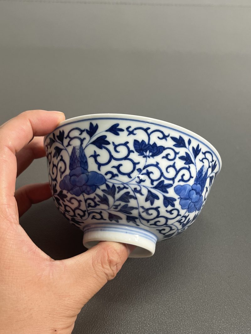 清光绪  青花缠枝花卉纹碗 - 图8