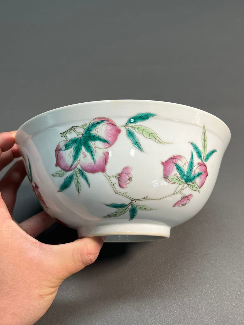 清光绪  内青花外粉彩瑞果纹碗 - 图5
