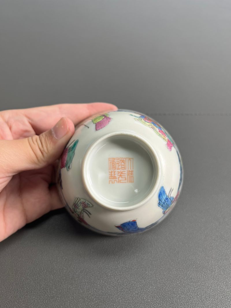 清道光  粉彩“十二花神”图盖碗 - 图8