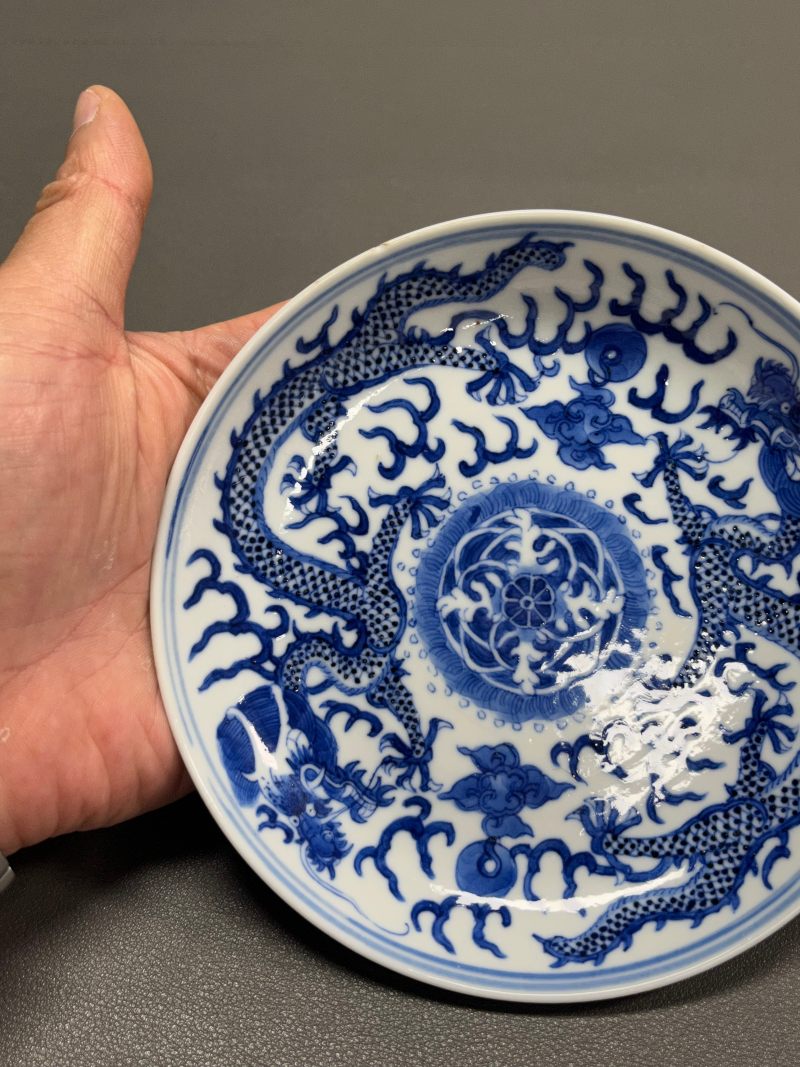 清光绪 青花云龙纹盘 - 图5