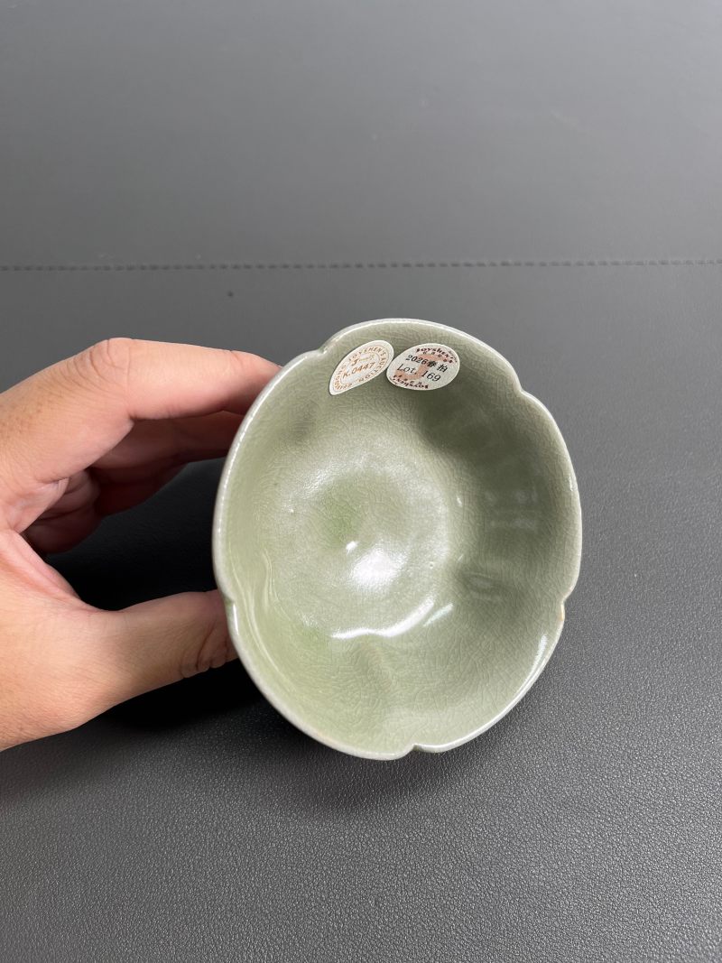 明或明以前  青釉花口高足杯 - 图10