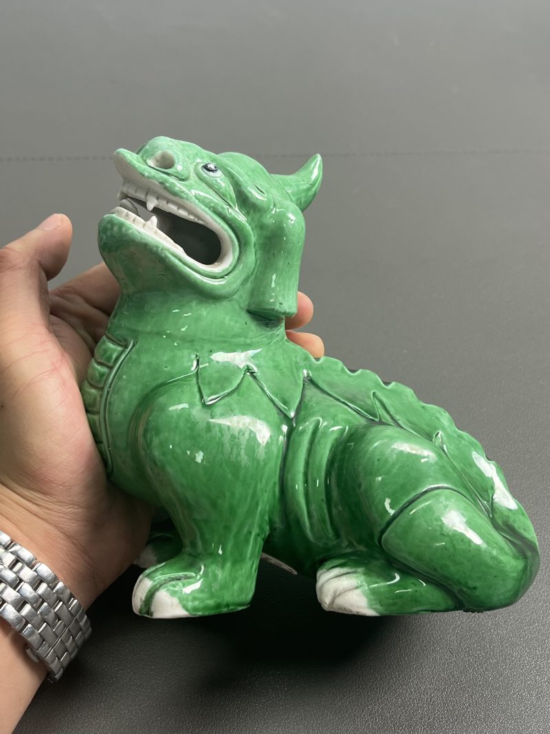 清康熙  瓜皮绿釉甪端形香薰 - 图8