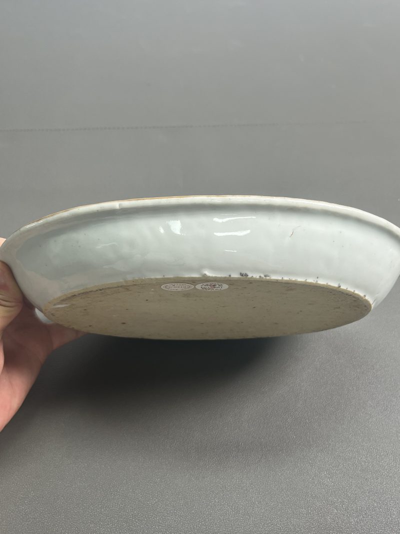清乾隆  广彩织金花鸟纹椭圆盘 - 图15