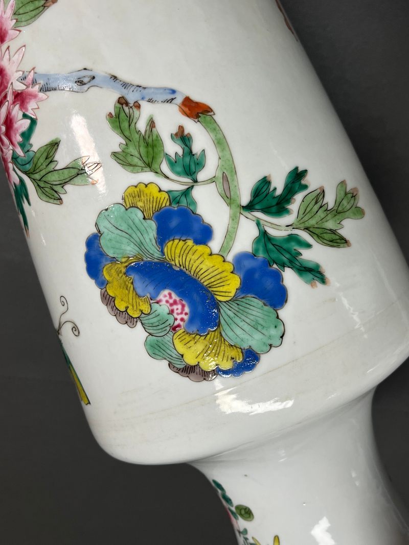 清雍正 粉彩花鸟图棒槌瓶 - 图12