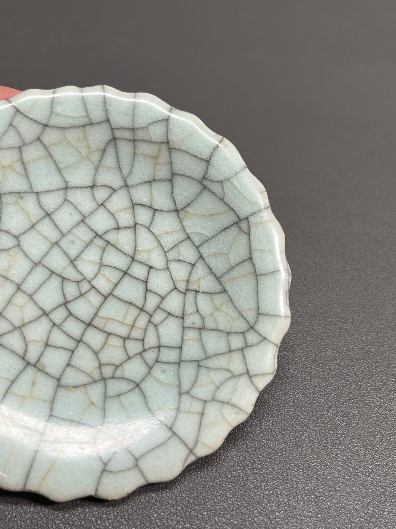清雍正  仿哥釉笔舔（带木盒） - 图6