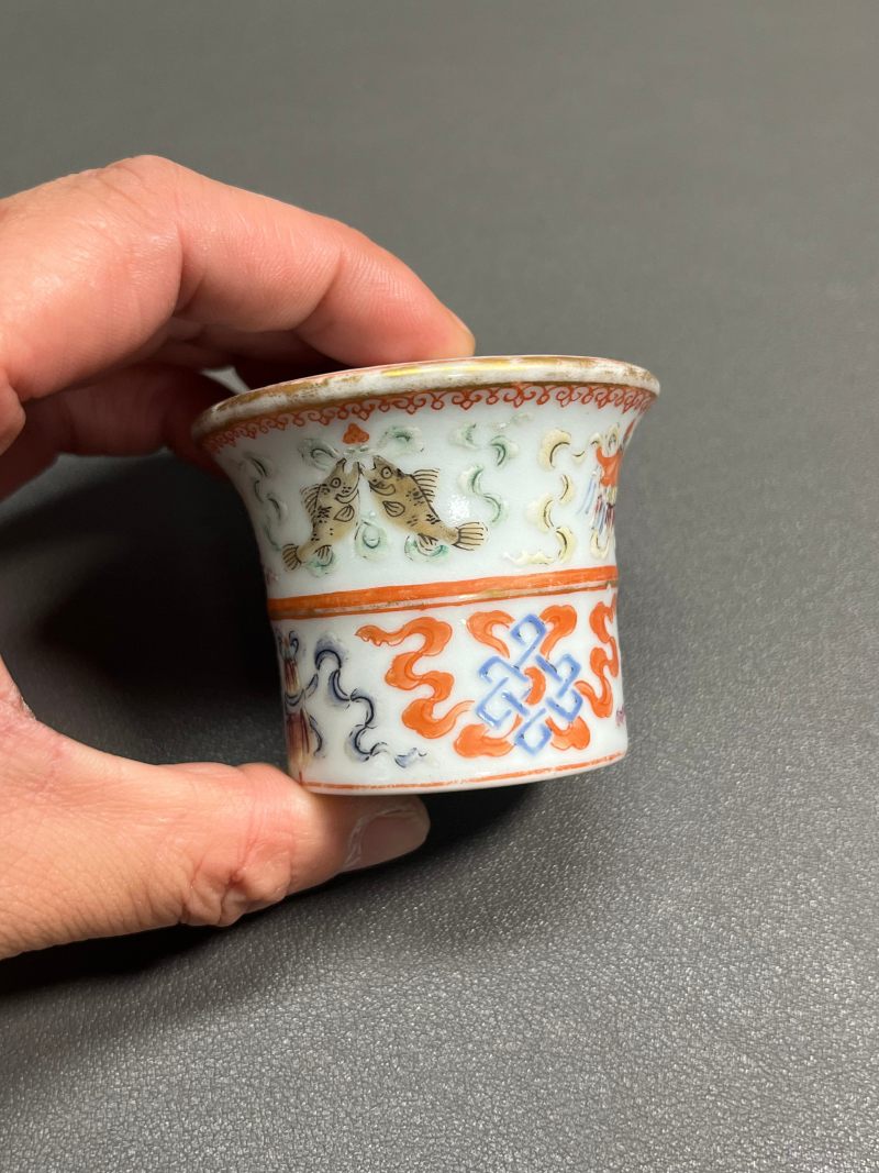清乾隆“药洲”款粉彩八宝缠枝莲纹轴头（一对） - 图15