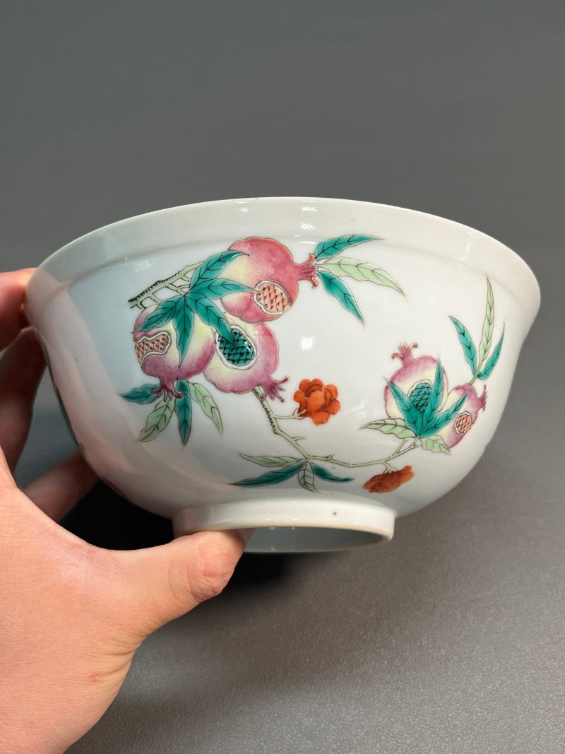 清光绪  内青花外粉彩瑞果纹碗 - 图6