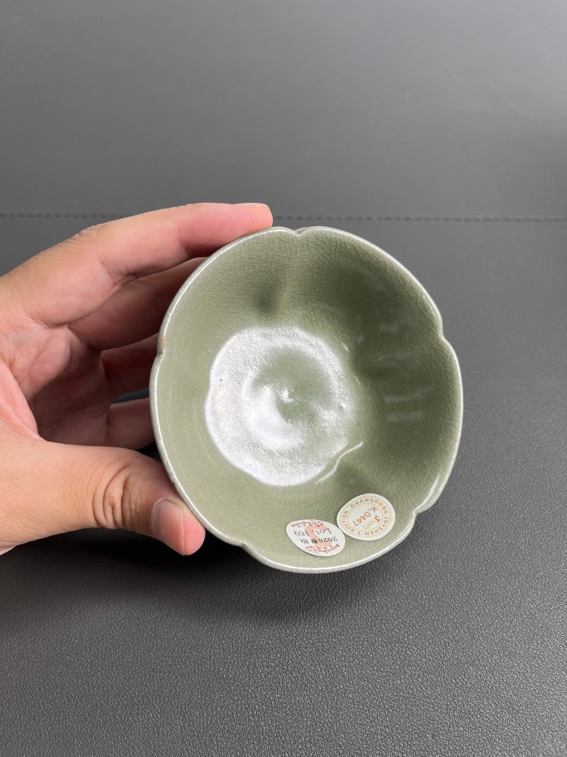 明或明以前  青釉花口高足杯 - 图11