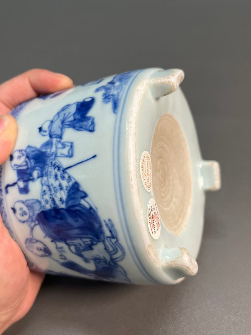 清顺治  青花“六子戏弥勒”图琴炉 - 图19