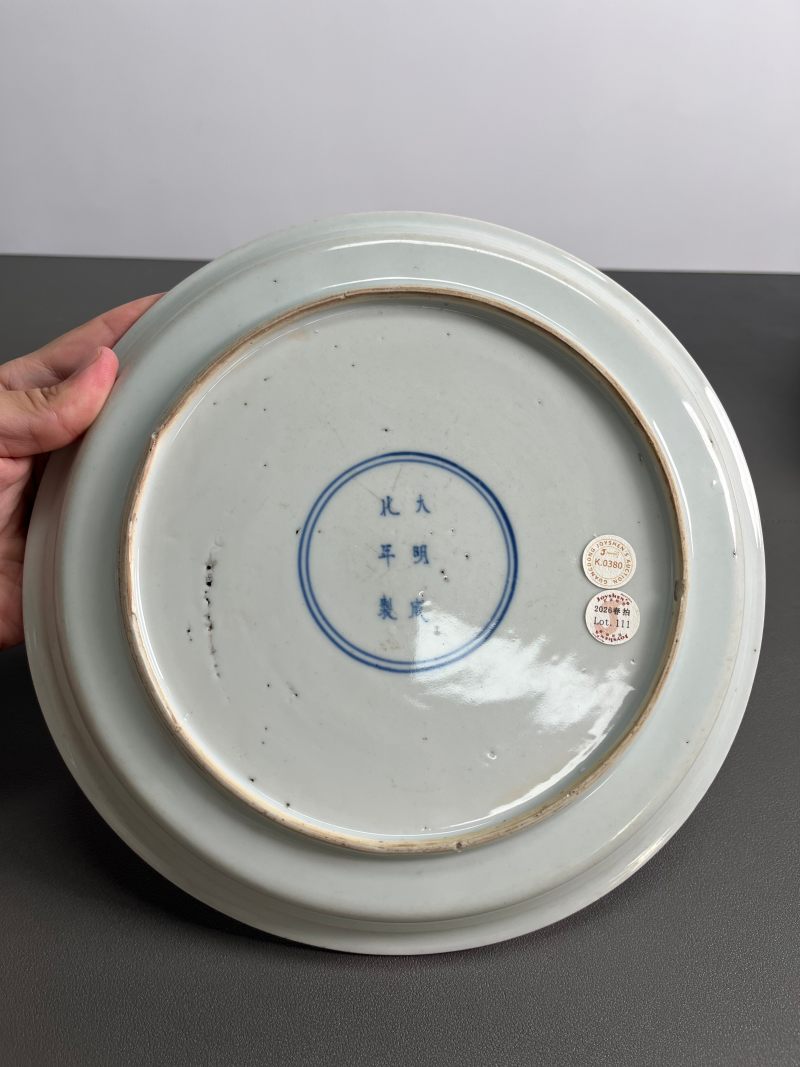 清康熙 青花博古纹大茶盘 - 图7