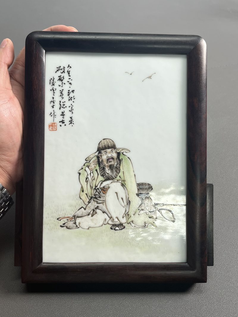 民国  “方云峰”作粉彩“渔家乐”人物故事
图插屏 - 图7