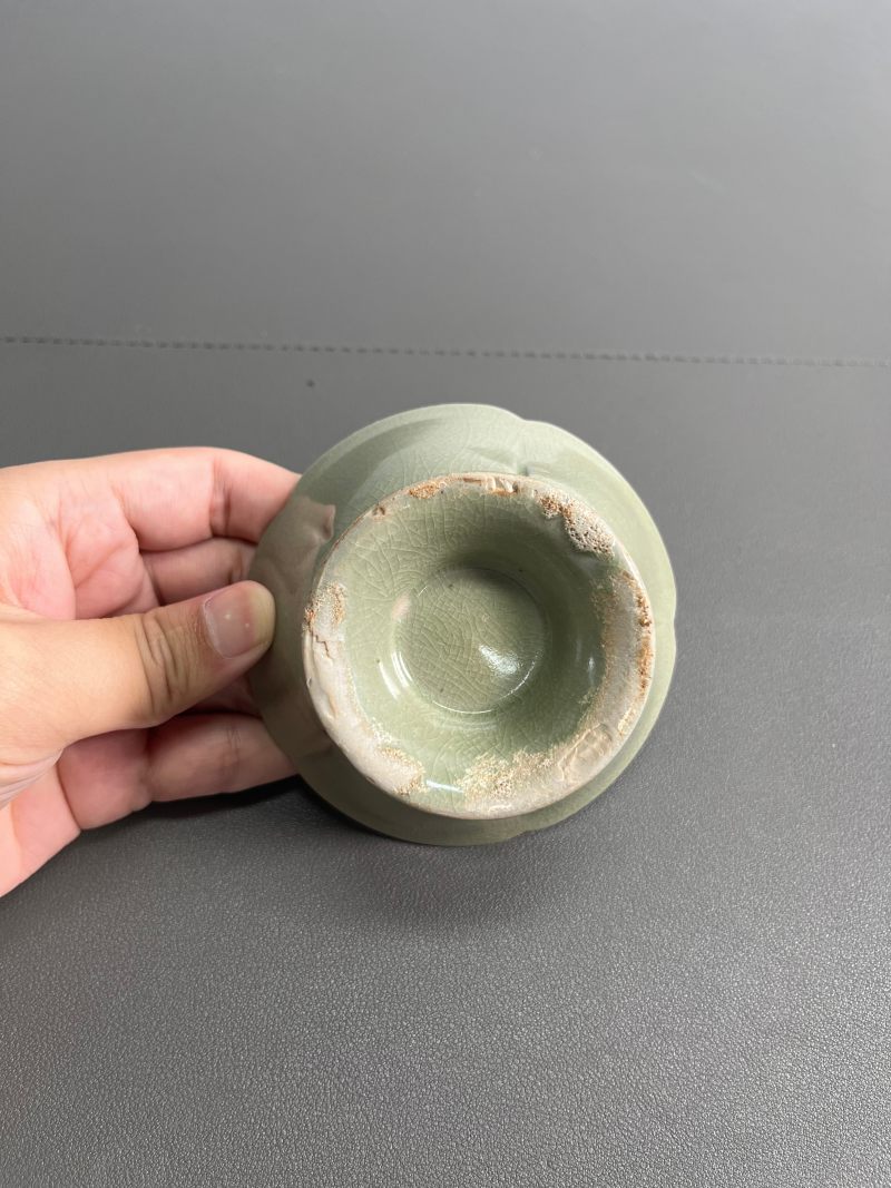 明或明以前  青釉花口高足杯 - 图12