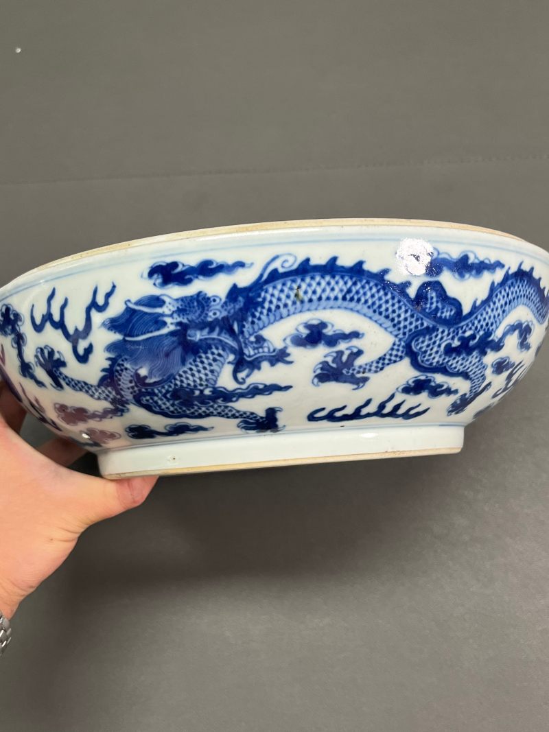 清光绪  青花云龙纹大捧盒 - 图7