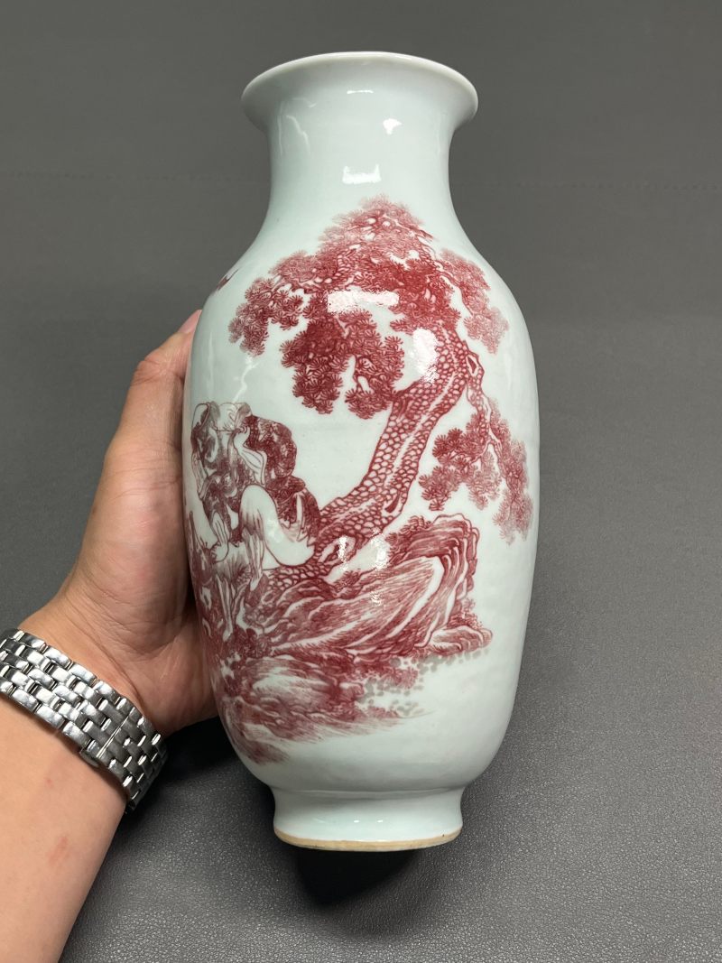 清道光  釉里红“李铁拐仙翁微醺”图观音尊 - 图4