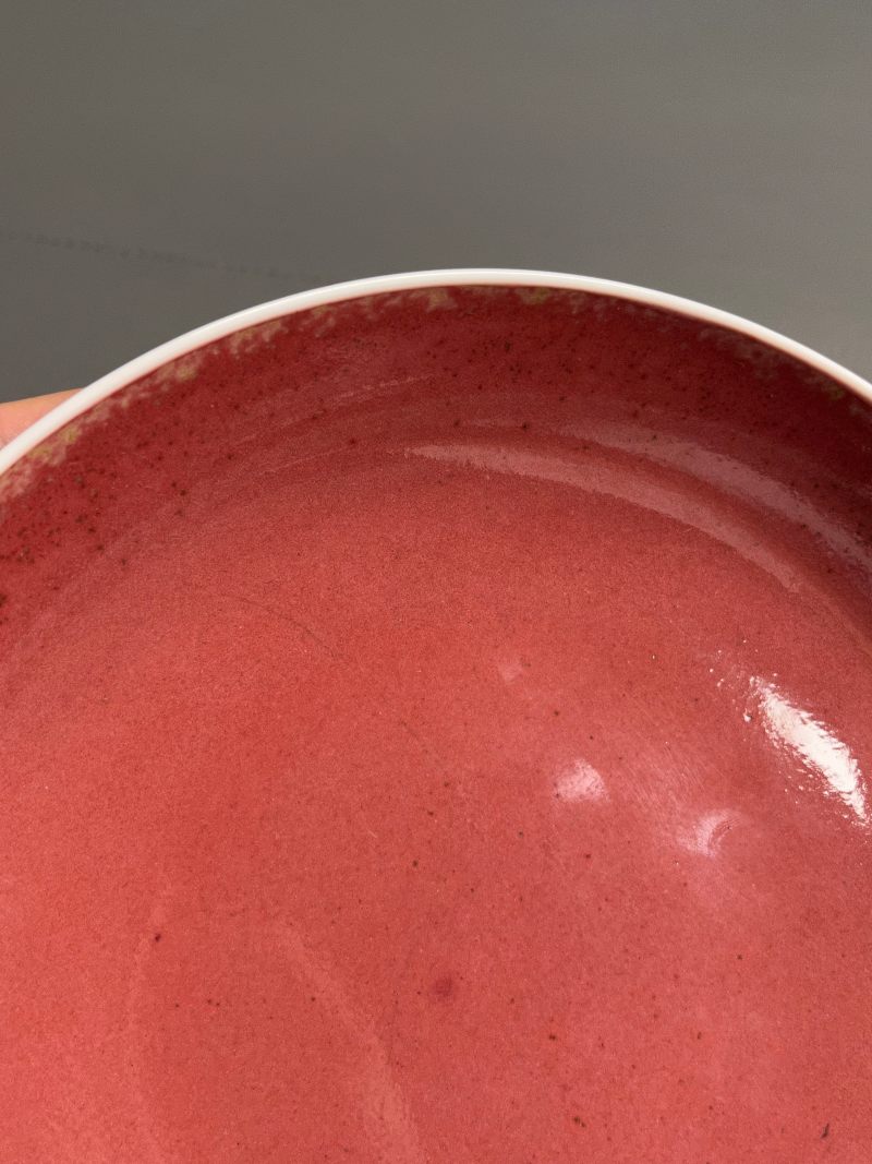 清康熙  豇豆红釉盘 - 图5