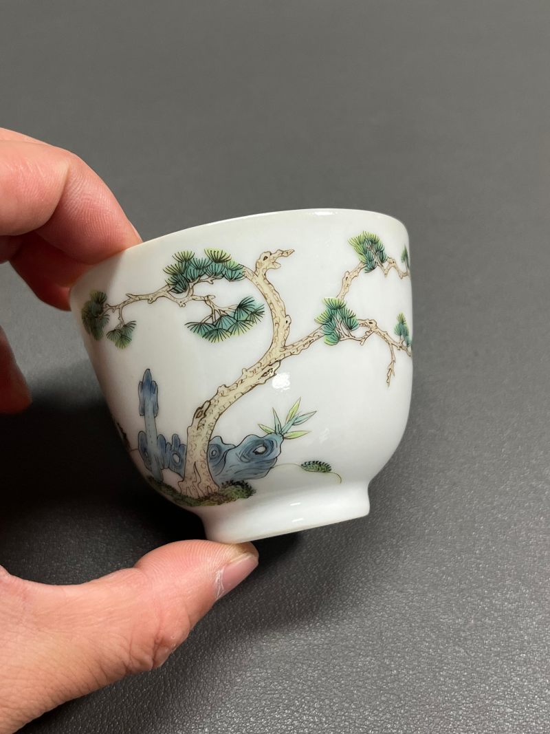 清道光  粉彩鹤鹿同春图杯 - 图8