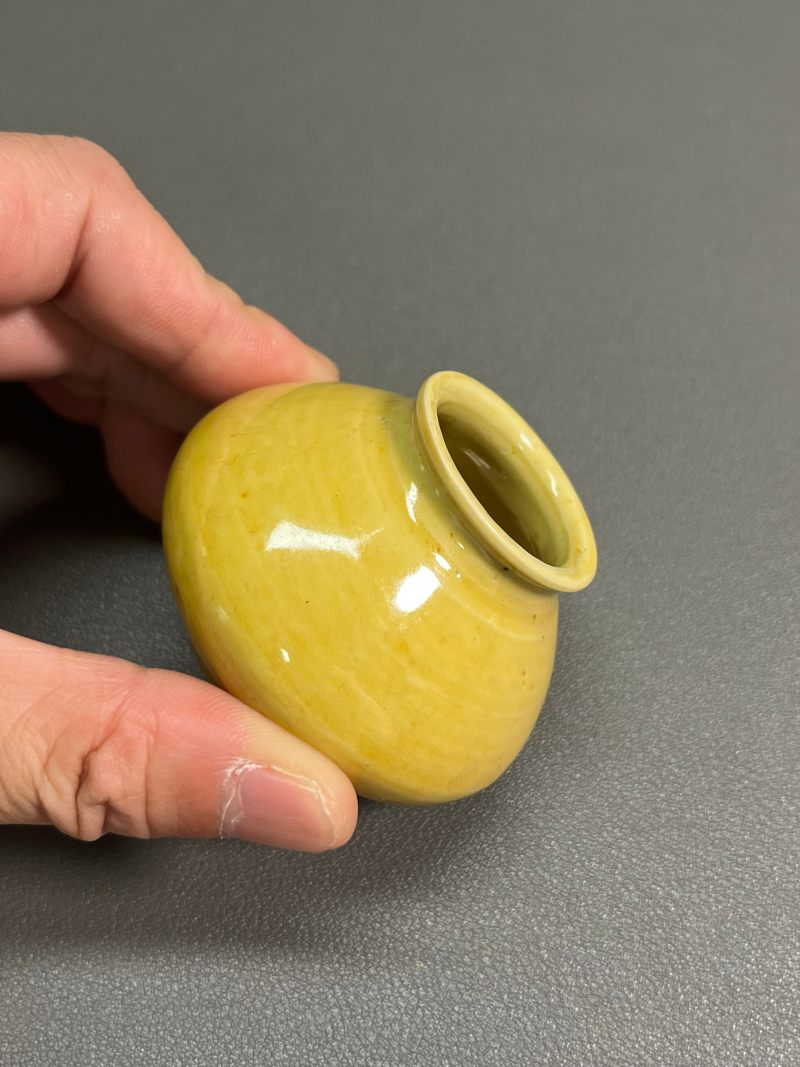 清康熙 黄釉水盂（带木座） - 图10