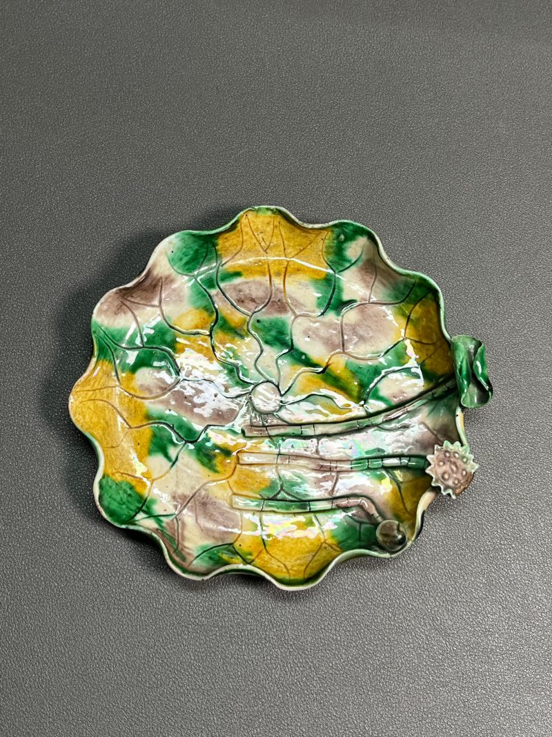 清康熙  虎皮三彩荷叶洗 - 图5