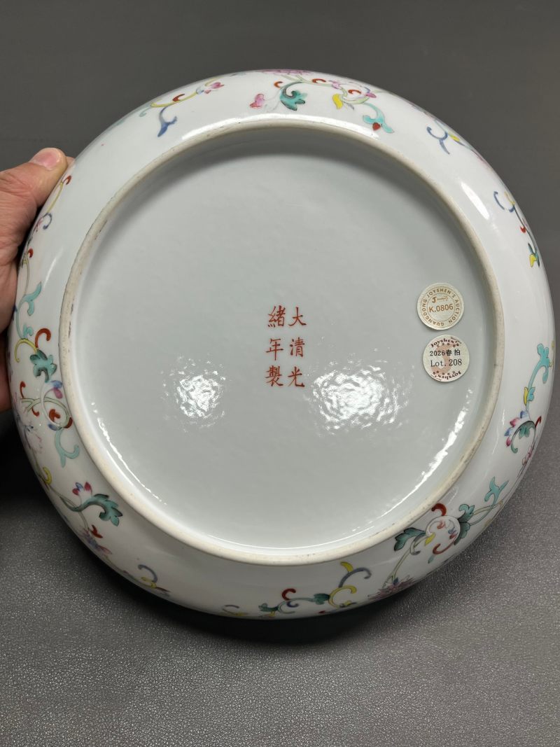 清光绪  粉彩莲池纹盘 - 图14