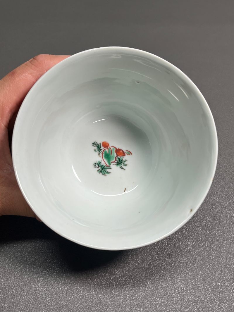 明天启—崇祯  青花五彩兰花杯（一组 4 只） - 图20