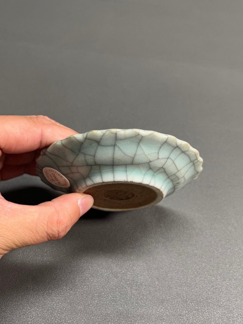 清雍正  仿哥釉笔舔（带木盒） - 图8