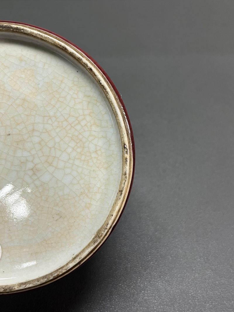 清早期  郎窑红釉太白尊（带木座） - 图15