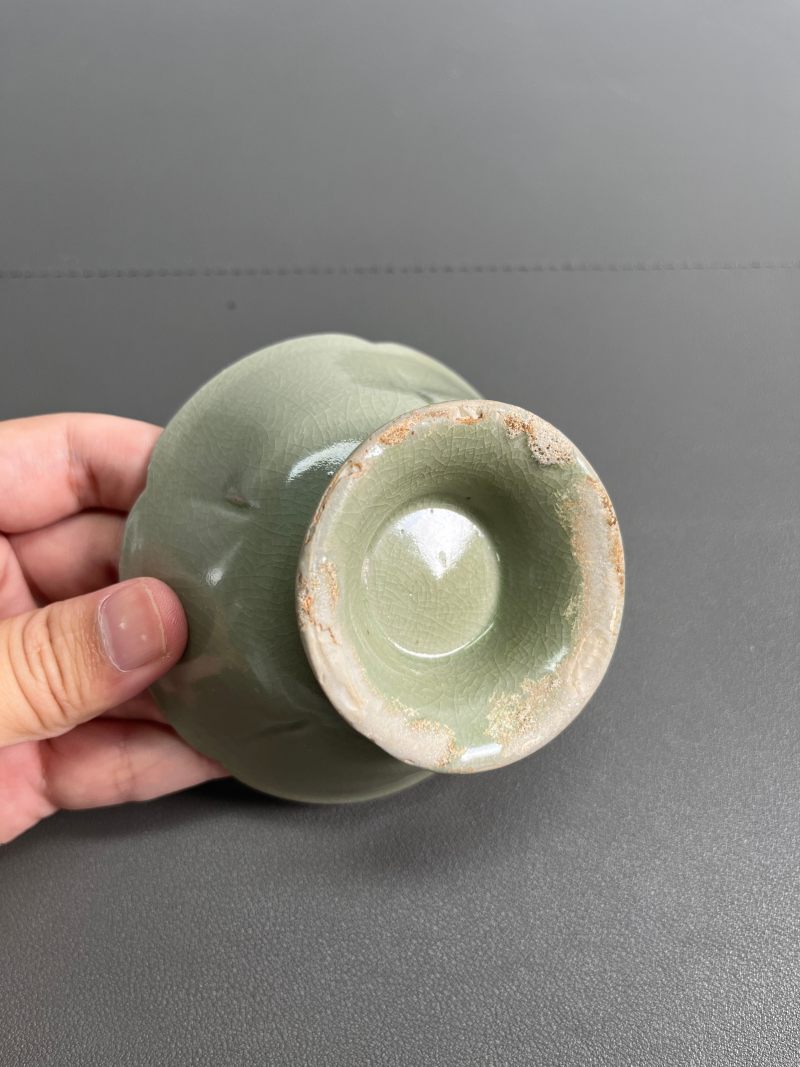 明或明以前  青釉花口高足杯 - 图13