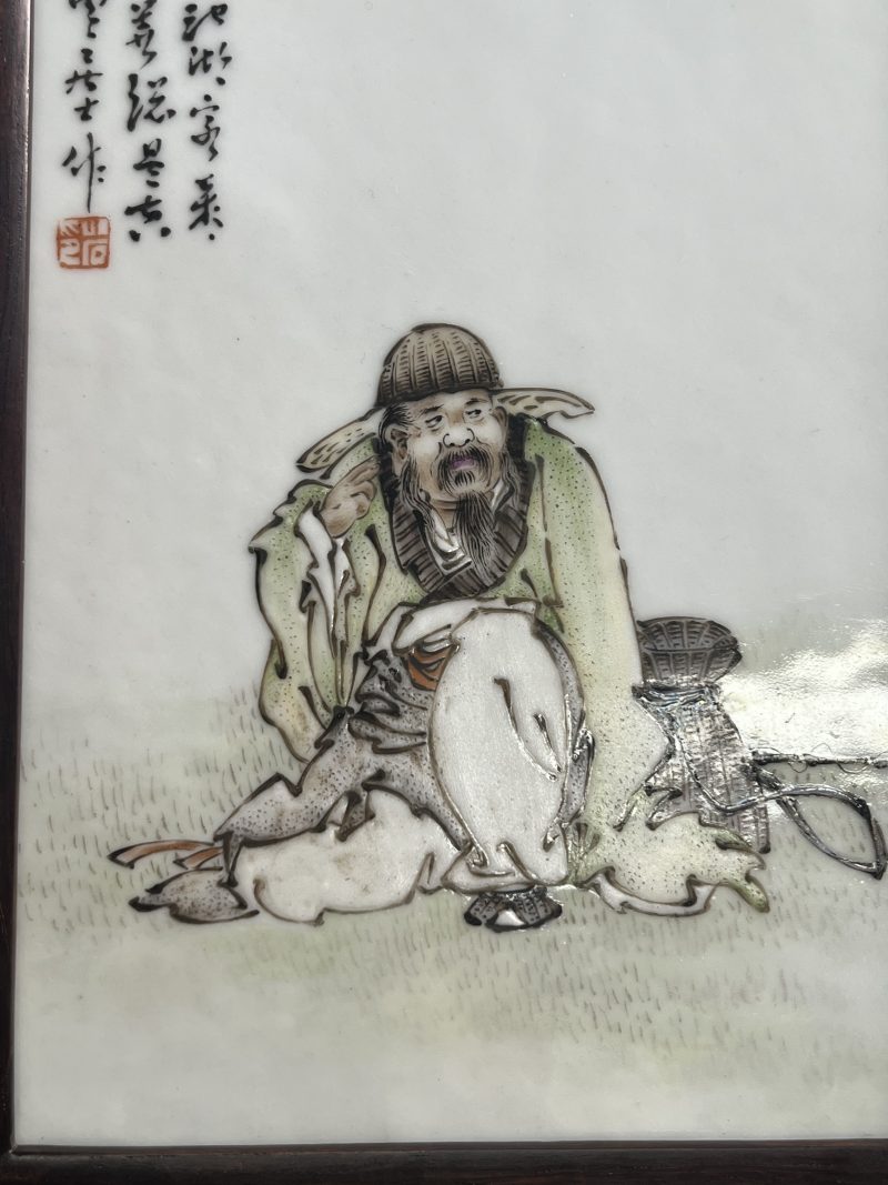 民国  “方云峰”作粉彩“渔家乐”人物故事
图插屏 - 图9