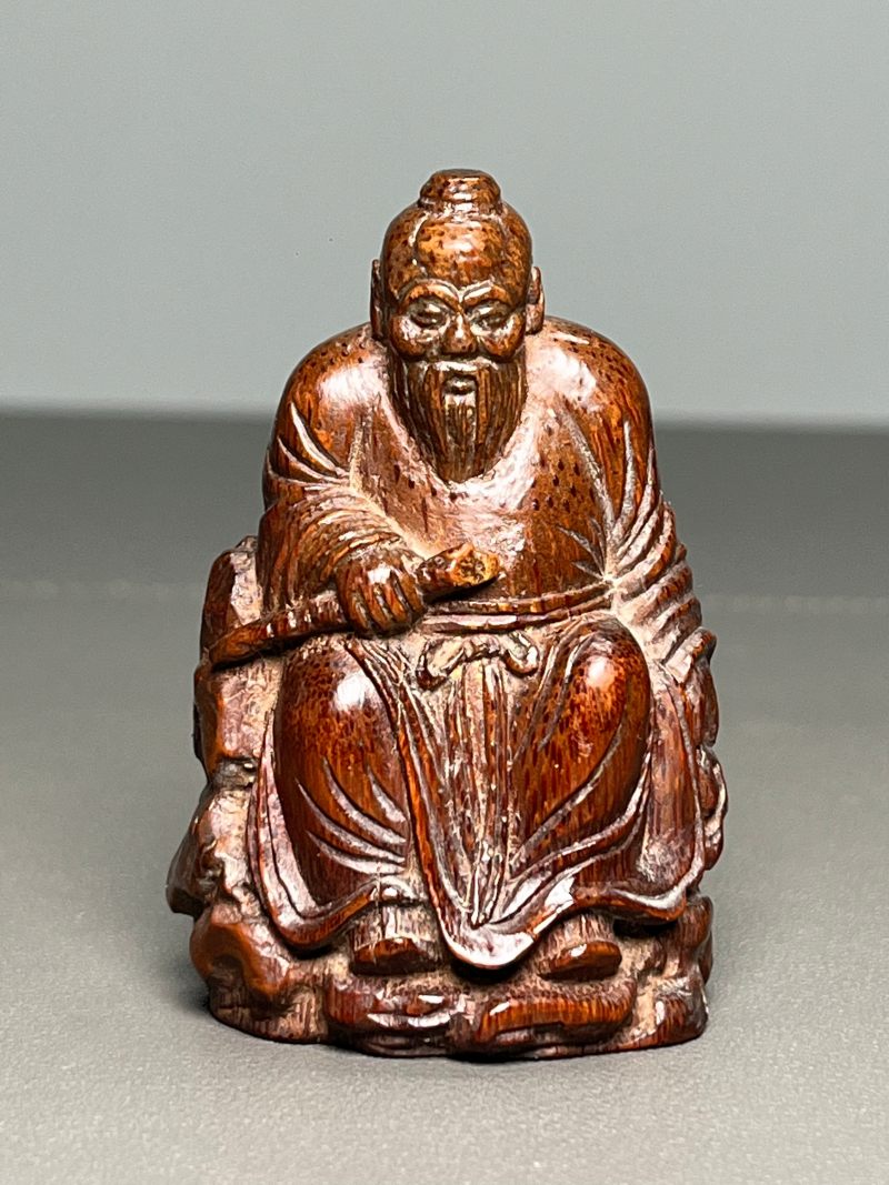 清  竹雕人物坐像 - 图3