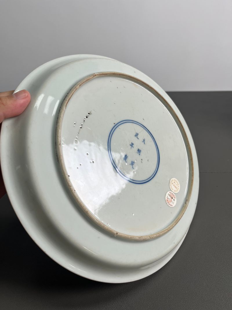 清康熙 青花博古纹大茶盘 - 图10