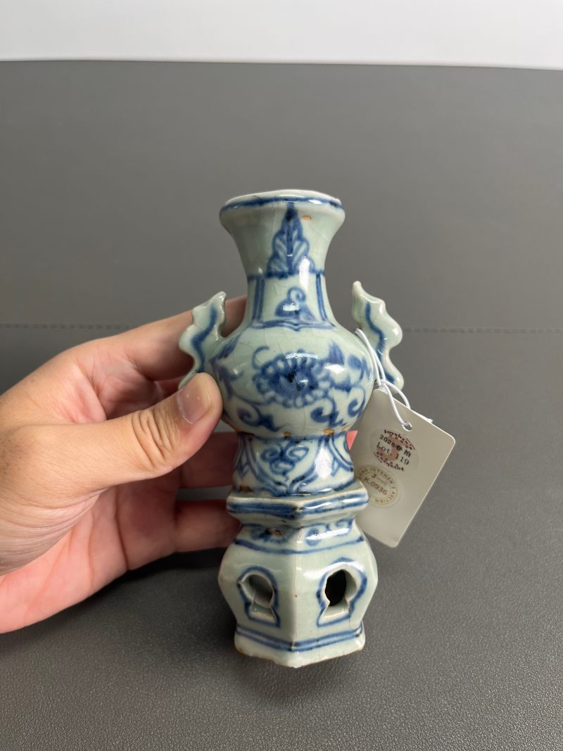 元  青花花卉纹双耳小尊 - 图3