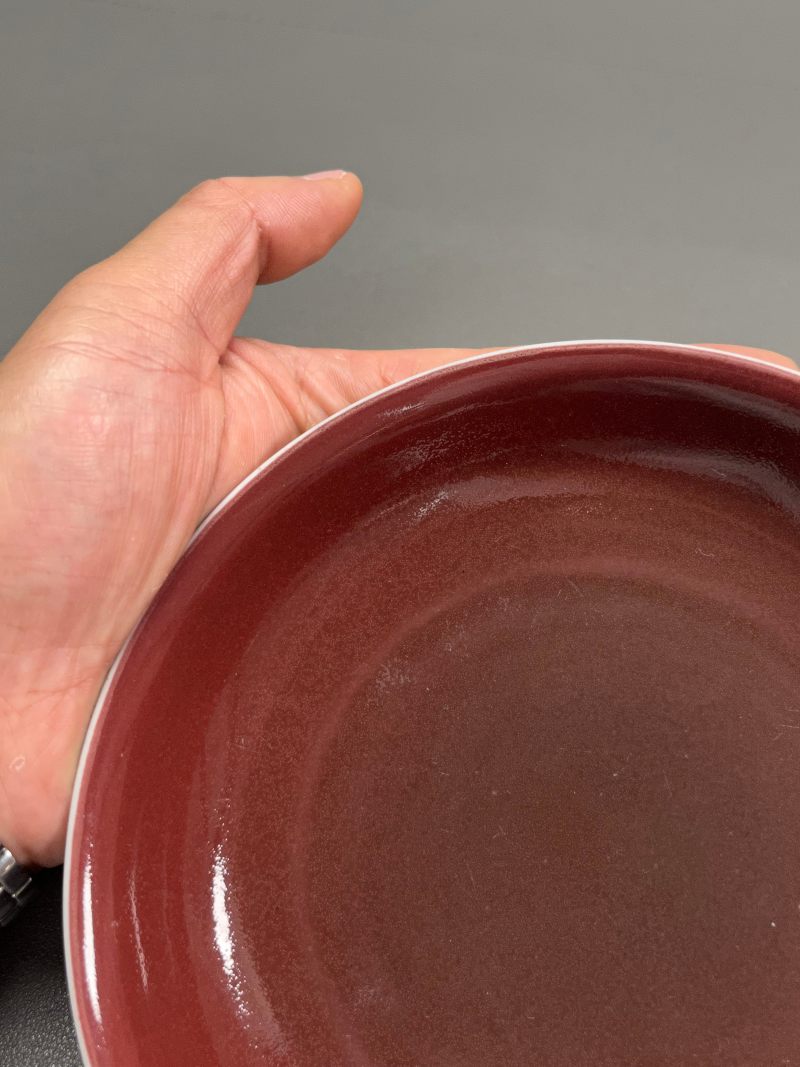 清康熙  霁红釉盘 - 图5