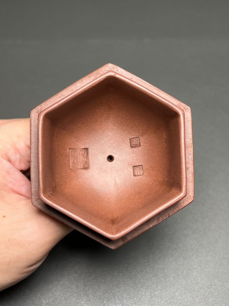 清末 紫泥六方提梁壶 - 图21